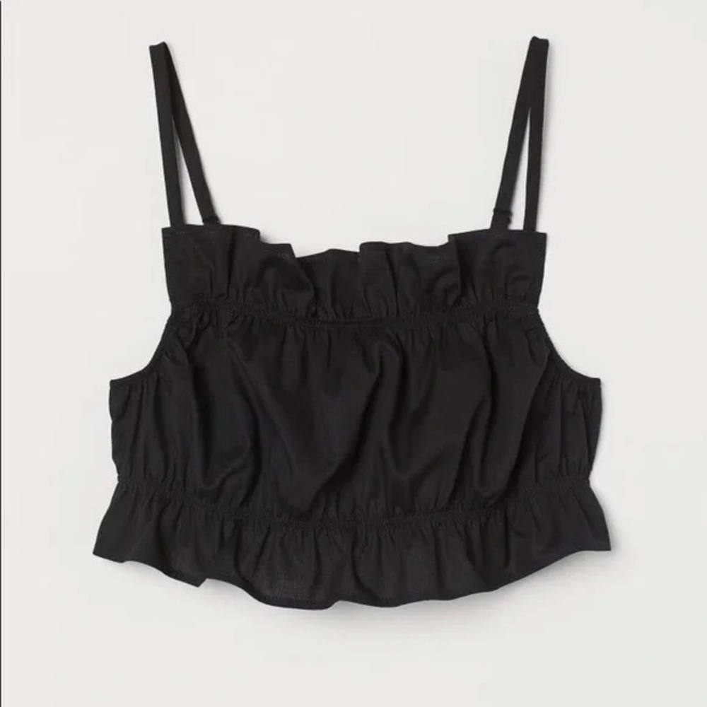 h&m divided black ruffle crop top